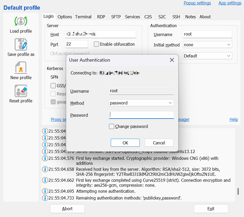 Bitvise SSH Client使用教程:图形化连接VPS,文件传输不用再敲命令 5 bitvise ssh client tutorial password